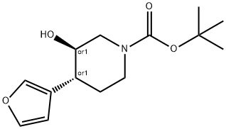 (+/-)-(3R,4R)-4-(Furan-3-yl)-3-hydroxypiperidine-1-carboxylic acid tert-butyl ester Struktur