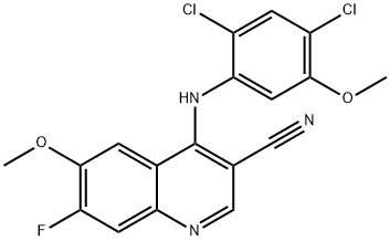 4-[(2,4-Dichloro-5-methoxyphenyl)amino]-7-fluoro-6-methoxy-3-quinolinecarbonitrile Struktur