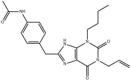 N-[4-(1-Allyl-3-butyl-2,6-dioxo-2,3,6,7-tetrahydro-1H-purin-8-ylmethyl)phenyl]acetamide Struktur