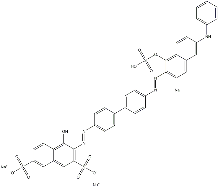 4-Hydroxy-3-[[4'-[(1-hydroxy-6-phenylamino-3-sodiosulfo-2-naphthalenyl)azo]-1,1'-biphenyl-4-yl]azo]naphthalene-2,7-disulfonic acid disodium salt Struktur