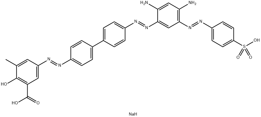 4-Amino-2-[(2,4-diaminophenyl)azo]-5-[[3-[(2,4-diaminophenyl)azo]phenyl]azo]benzenesulfonic acid sodium salt Struktur