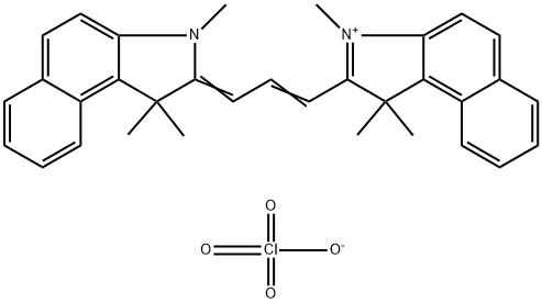 2-[3-(1,3-Dihydro-1,1,3-trimethyl-2H-benz[e]indol-2-ylidene)-1-propen-1-yl]-1,1,3-trimethyl-1H-benz[e]indolium perchlorate Struktur