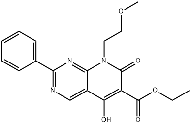 ethyl 5-hydroxy-8-(2-methoxyethyl)-7-oxo-2-phenyl-7,8-dihydropyrido[2,3-d]pyrimidine-6-carboxylate Struktur