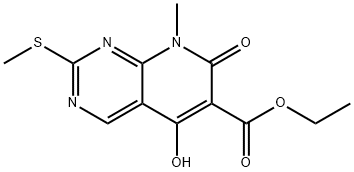 ethyl 5-hydroxy-8-methyl-2-(methylthio)-7-oxo-7,8-dihydropyrido[2,3-d]pyrimidine-6-carboxylate Struktur