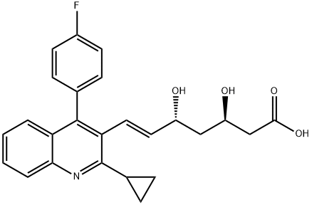 (3R,5R,6E)-7-[2-Cyclopropyl-4-(4-fluorophenyl)-3-quinolinyl]-3,5-dihydroxy-6-heptenoic acid Struktur