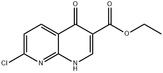 7-Chloro-4-hydroxy-[1,8]naphthyridine-3-carboxylic acid ethyl ester Struktur