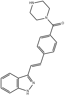 1-[4-[(1E)-2-(1H-Indazol-3-yl)ethenyl]benzoyl]piperazine Struktur