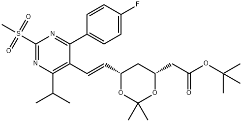 tert-Butyl-7-[4-(4-fluorophenyl)-6-isopropyl-2-methylsulfonylpyrimidin-5-yl]-(3R,5S)-isopropylidene-(E)-6-heptenoate Struktur