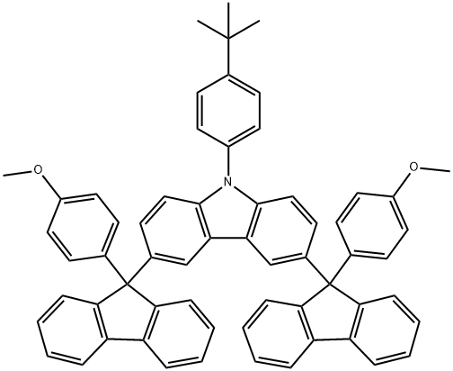 9-[4-(1,1-Dimethylethyl)phenyl]-3,6-bis[9-(4-methoxyphenyl)-9H-fluoren-9-yl]-9H-carbazole Struktur