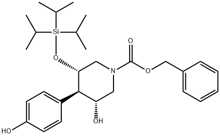 Benzyl(3R,4R,5S)-3-hydroxy-4-(4-hydroxyphenyl)-5-(triisopropylsilanyloxy)piperidine-1-carboxylate Struktur