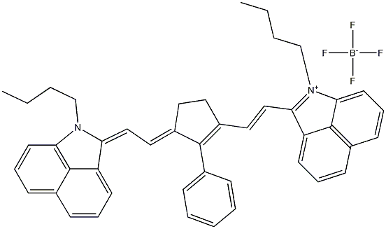 1-Butyl-2-(2-[3-[2-(1-butyl-1H-benzo[cd]indol-2-ylidene)ethylidene]-2-phenylcyclopent-1-enyl]vinyl)benzo[cd]indolium tetrafluoroborate Struktur