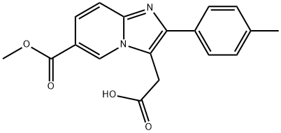 6-(Methoxycarbonyl)-2-(4-methylphenyl)imidazo[1,2-a]pyridine-3-acetic Acid, Struktur