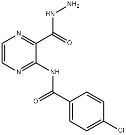 3-[(4-Chlorobenzoyl)amino]-2-pyrazinecarboxylic acid hydrazide Struktur