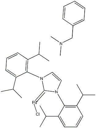 Chloro[[1,3-bis(2,6-diisopropylphenyl)imidazol-2-ylidene](N,N-dimethylbenzylamine)palladium(II)] Struktur