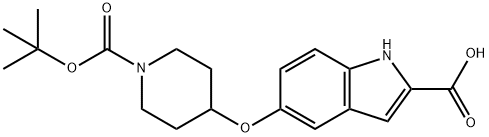 6-(1-(tert-butoxycarbonyl)piperidin-4-yloxy)-1H-indole-2-carboxylic acid Struktur