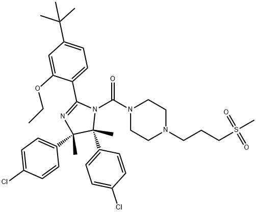 [(4R,5S)-4,5-Bis(4-chlorophenyl)-2-[4-(1,1-dimethylethyl)-2-ethoxyphenyl]-4,5-dihydro-4,5-dimethyl-1H-imidazol-1-yl][4-[3-(methylsulfonyl)propyl]-1-piperazinyl]methanone Struktur