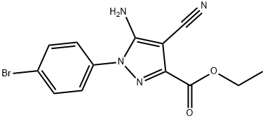 Ethyl5-amino-1-(4-bromophenyl)-4-cyanopyrazole-3-carboxylate Struktur