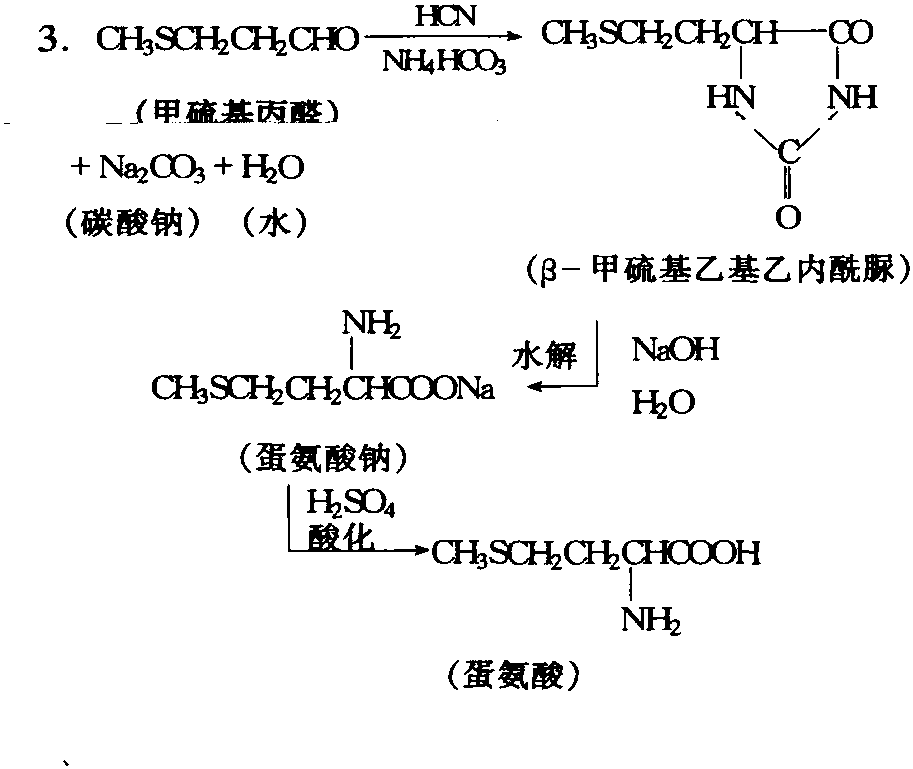 丙烯醛于甲硫醇制備蛋氨酸化學(xué)反應(yīng)方程式