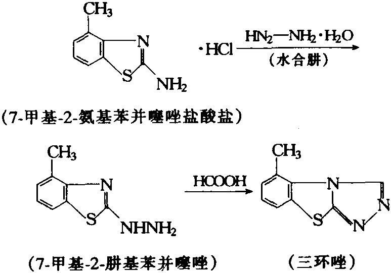 7-甲基-2-氨基苯并噻唑鹽酸鹽與水合肼制備三環(huán)唑