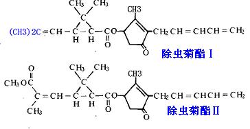 除蟲(chóng)菊素主要成分除蟲(chóng)菊酯Ⅰ和除蟲(chóng)菊酯Ⅱ的化學(xué)結(jié)構(gòu)式