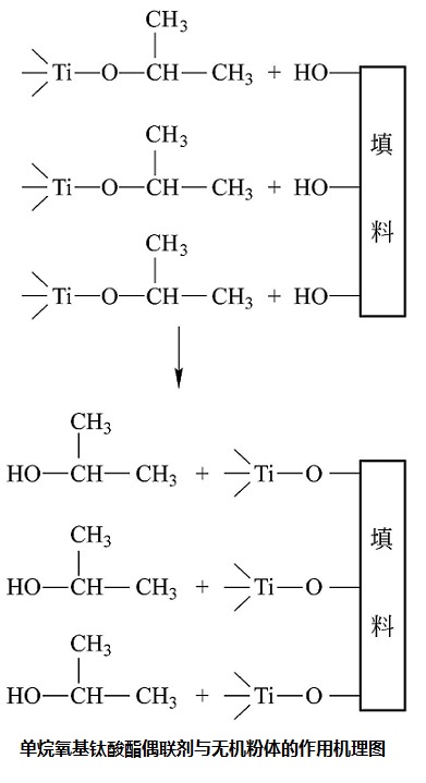 單烷氧基鈦酸酯偶聯(lián)劑與無機(jī)粉體的作用機(jī)理