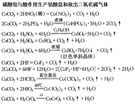 碳酸鈷與酸作用生產(chǎn)鈷酸鹽和放出二氧化碳?xì)怏w