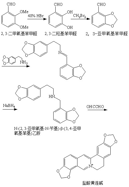 人工合成鹽酸黃連堿的化學(xué)反應(yīng)路線圖