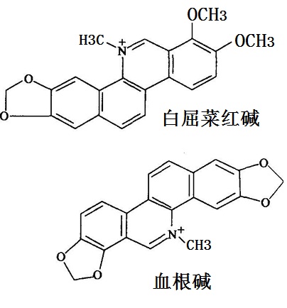 白屈菜紅堿和血根堿的化學結(jié)構(gòu)式