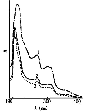 三七不同炮制品的紫外光譜圖