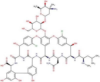 The chemical structure of vancomycin