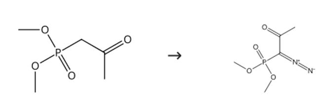 圖1 (1-重氮基-2-氧代丙基)膦酸二甲酯的合成路線[2]。
