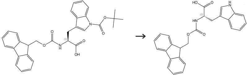 N-alpha-芴甲氧羰基-N-in-叔丁氧羰基-L-色氨酸的脫保護(hù)反應(yīng)