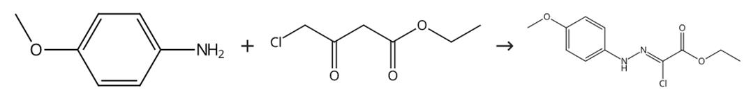 圖1 [(4-甲氧基苯基)肼基]氯乙酸乙酯的合成路線
