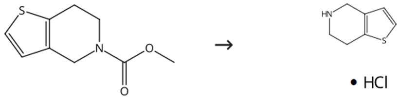 圖2 4，5，6，7-四氫噻吩[3，2-c]吡啶鹽酸鹽的合成路線