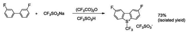 2,8-二氟-5-(三氟甲基)-5H-二苯并[B,D]噻吩-5-鎓三氟甲磺酸鹽反應(yīng)式