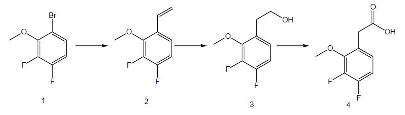 3,4-二氟-2-甲氧基苯乙酸合成路線