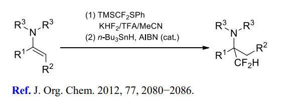 Difluoromethylation of imines and enamines.