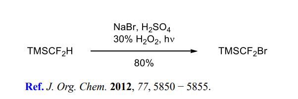 Direct bromination to prepare TMSCF2Br. 