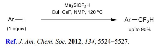 Difluoromethylation of aryl and vinyl iodides.