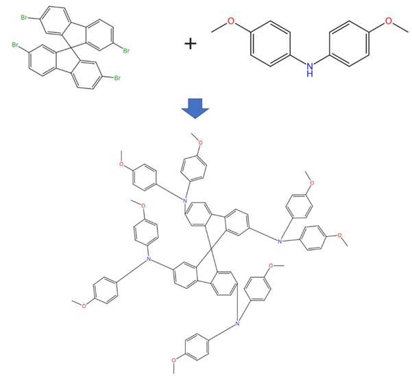 2,2',7,7'-四[N,N-二(4-甲氧基苯基)氨基]-9,9'-螺二芴的合成反應