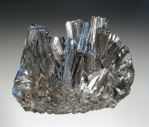 FIGURE 4. Highly reflective and lustrous prismatic manganite, Mn31O(OH), crystals to 4 cm.