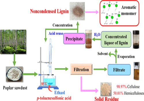 對甲苯磺酸提取木質(zhì)素的流程