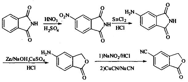 圖1 5-氰基苯酞的合成反應(yīng)式.png