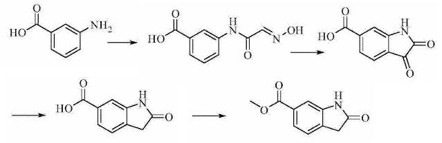 2-氧化吲哚-6-甲酸甲酯的制備路線