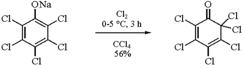 preparation of 2,3,4,5,6,6-HEXACHLORO-2,4-CYCLOHEXADIEN-1-ONE