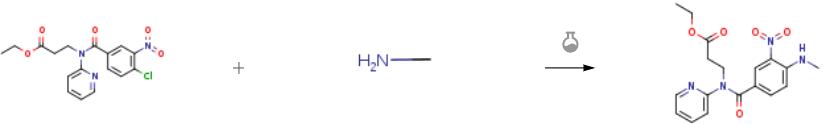 3-(4-(甲基氨基)-3-硝基-N-(吡啶-2-基)苯甲酰氨基)丙酸乙酯的合成.png
