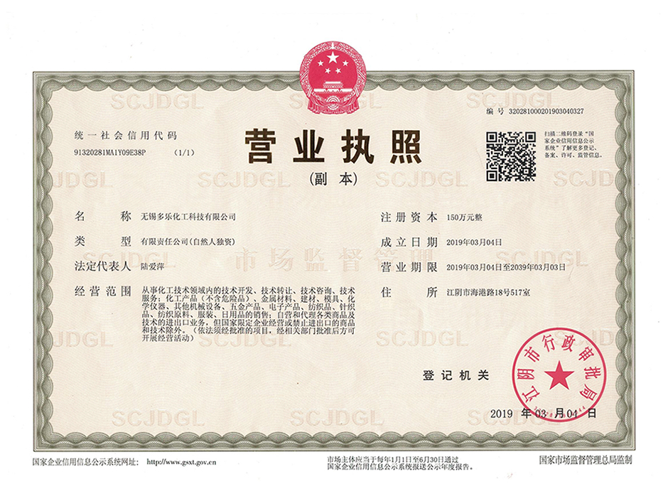 Business License Of EnterpriseLegal Person