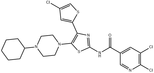 5,6-dichloro-n-[4-(4-chlorothiophen-2-yl)-5-(4-cyclohexylpiperazin-1-yl)thiazol-2-yl]nicotinamide