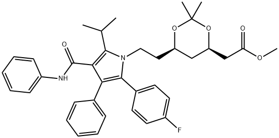 methyl 2-((4R,6R)-6-(2-(2-(4-fluorophenyl)-5-isopropyl-3-phenyl-4- (phenylcarbamoyl)-1H-pyrrol-1-yl)ethyl)-2,2-dimethyl-1,3-dioxan-4- yl)acetate