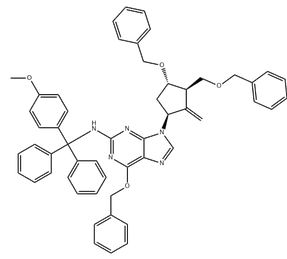 6-(Benzyloxy)-9-((1S,3R,3S)-4-(benzyloxy)-3-(benzyloxymethyl)-2-methylenecyclopentyl)-N-((4-methoxyphenyl)diphenylmethyl)-9H-purin-2-amine